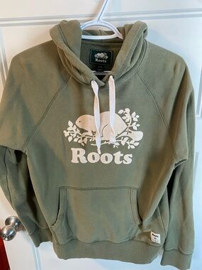Roots Olive Hoodie with White Logo